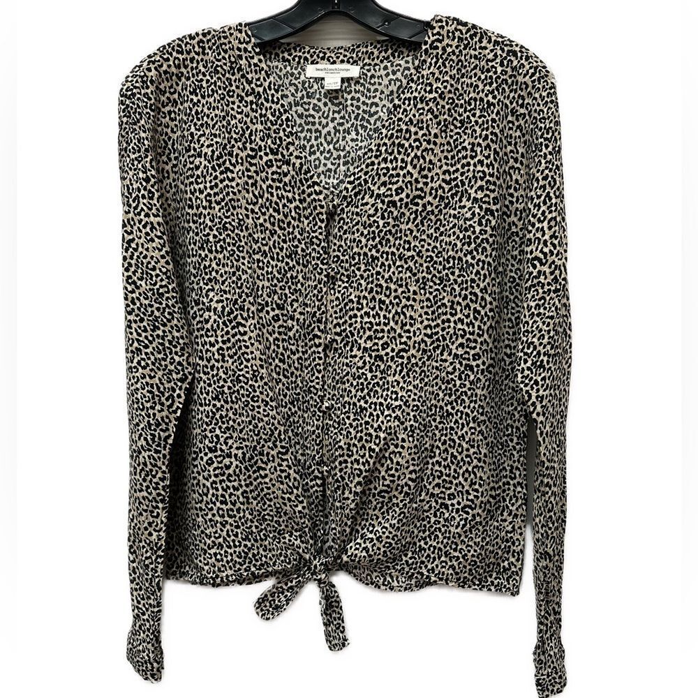 Beach Lunch Lounge Animal Print Rayon Waist Tie Top Size XS